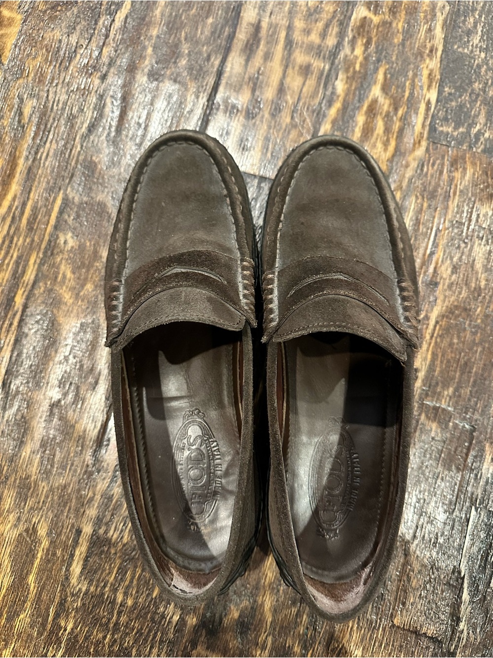 Tod's men’s Dark Brown Suede Penny Loafers